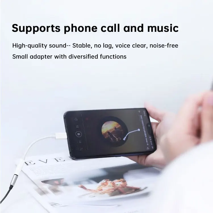 Wholesale Earphone Cables 3.5mm AUX Audio Jack Headphone Adapter Audio to Type C Splitter Adapter for Android Mobile Phone