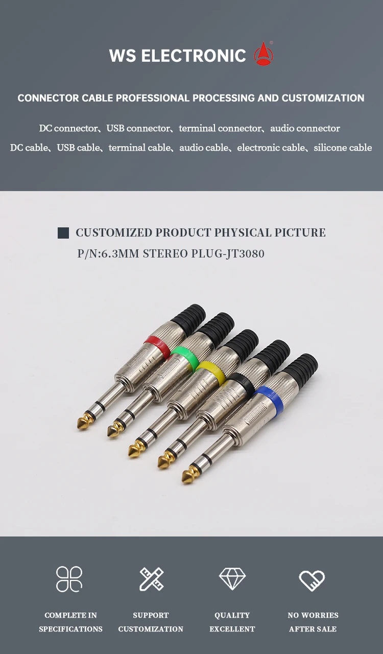 Good Quality 6.35mm Connector Audio Plug Jack 6.5 Amplifier Microphone Plugs 1/4" Male Plug to RCA Female Jack Audio Connectors