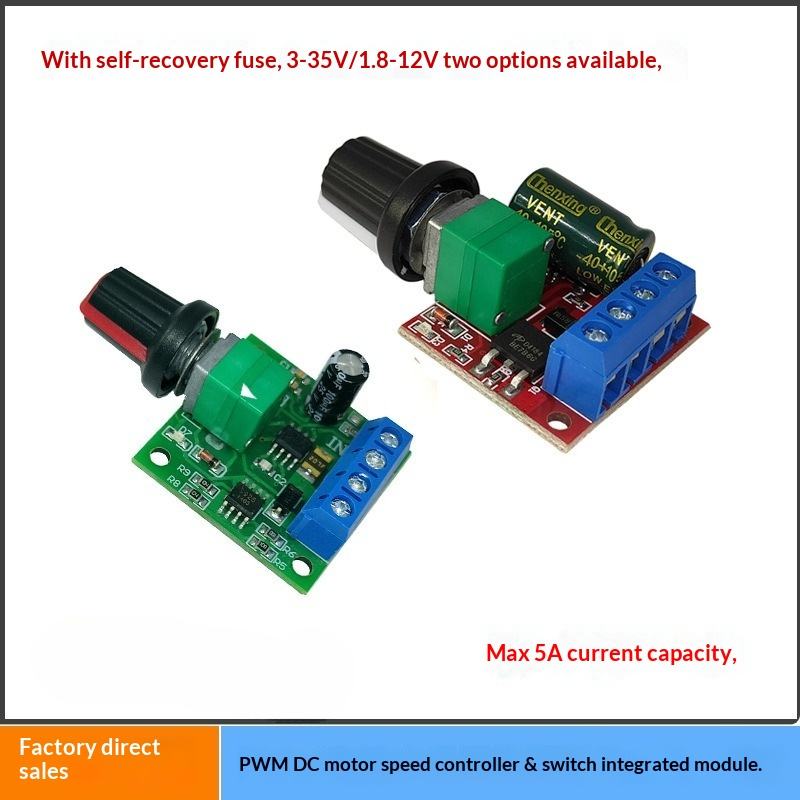 PWM DC Motor Speed Controller 3V 12V 24V 35V 5A Adjustable Voltage Regulator Switch Module with LED Dimmer Function PCBA Board