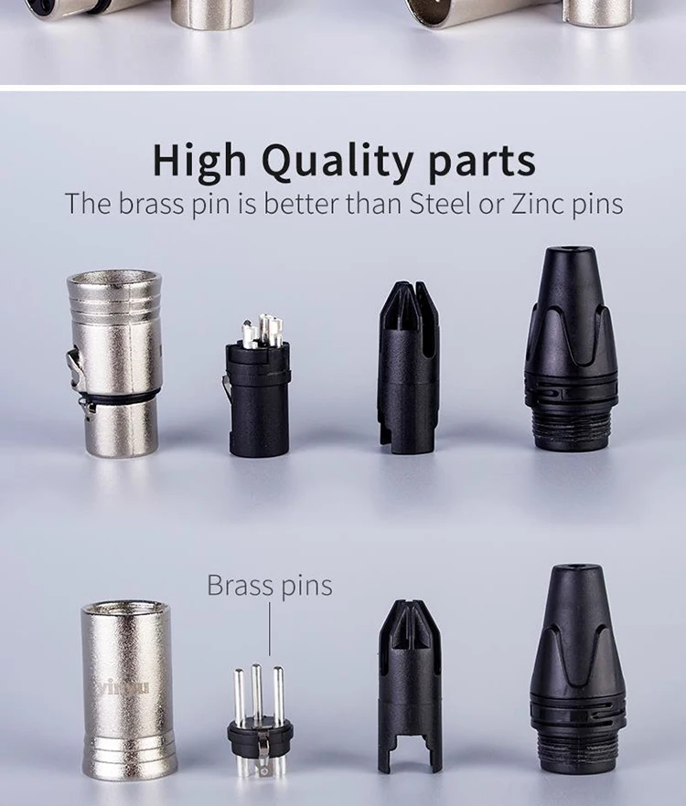 High Quality Solder Type XLR Connectors Mating Male Plugs Female Jack Audio Cable Connectors Microphone 3-5Pin XLR Audio Socket