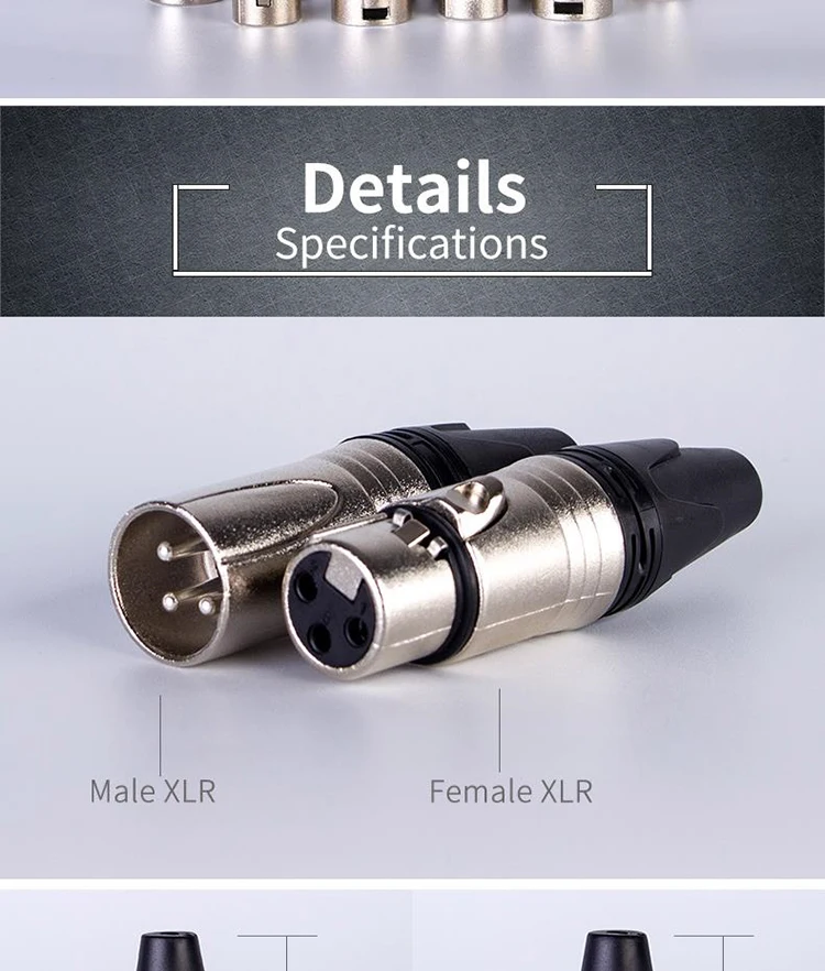 High Quality Solder Type XLR Connectors Mating Male Plugs Female Jack Audio Cable Connectors Microphone 3-5Pin XLR Audio Socket