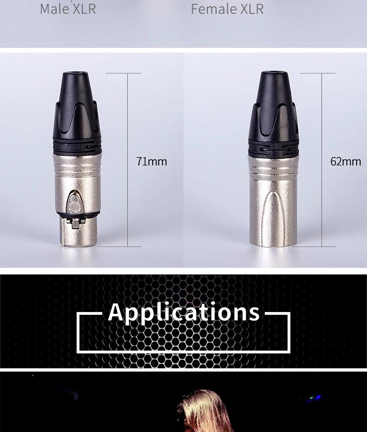 High Quality Solder Type XLR Connectors Mating Male Plugs Female Jack Audio Cable Connectors Microphone 3-5Pin XLR Audio Socket