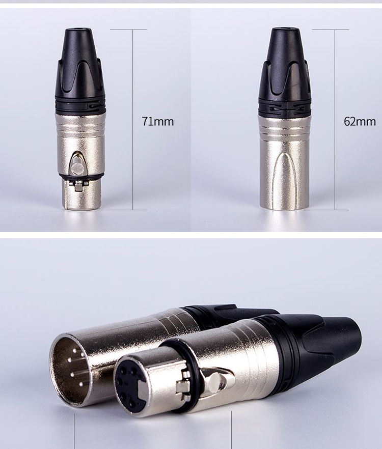 High Quality Solder Type XLR Connectors Mating Male Plugs Female Jack Audio Cable Connectors Microphone 3-5Pin XLR Audio Socket