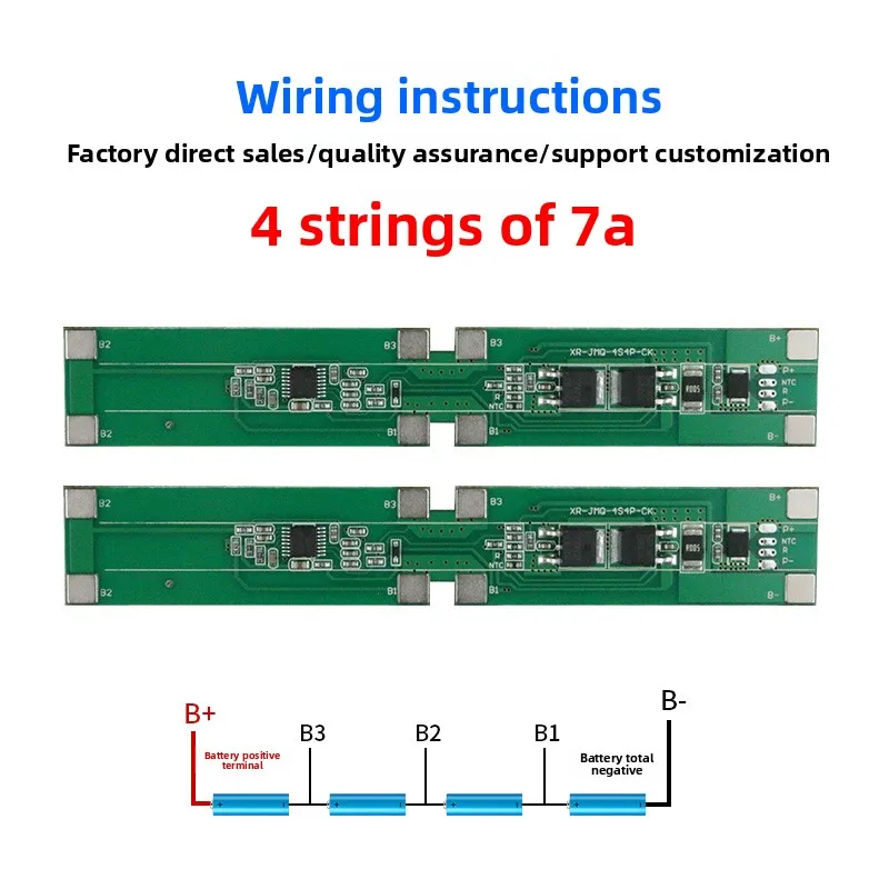 4S Single-Output 148V Solar 18650 Lithium Battery Protection Board with 7A Balancing and Overcharge/Overcurrent Protection