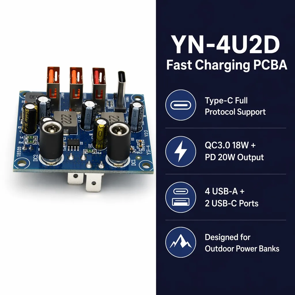 4-Port USB Type-C Fast Charging PCBA Board QC PD 20W Power Bank Charger Module Circuit PCB FR-4 for Outdoor Energy Storage DIY