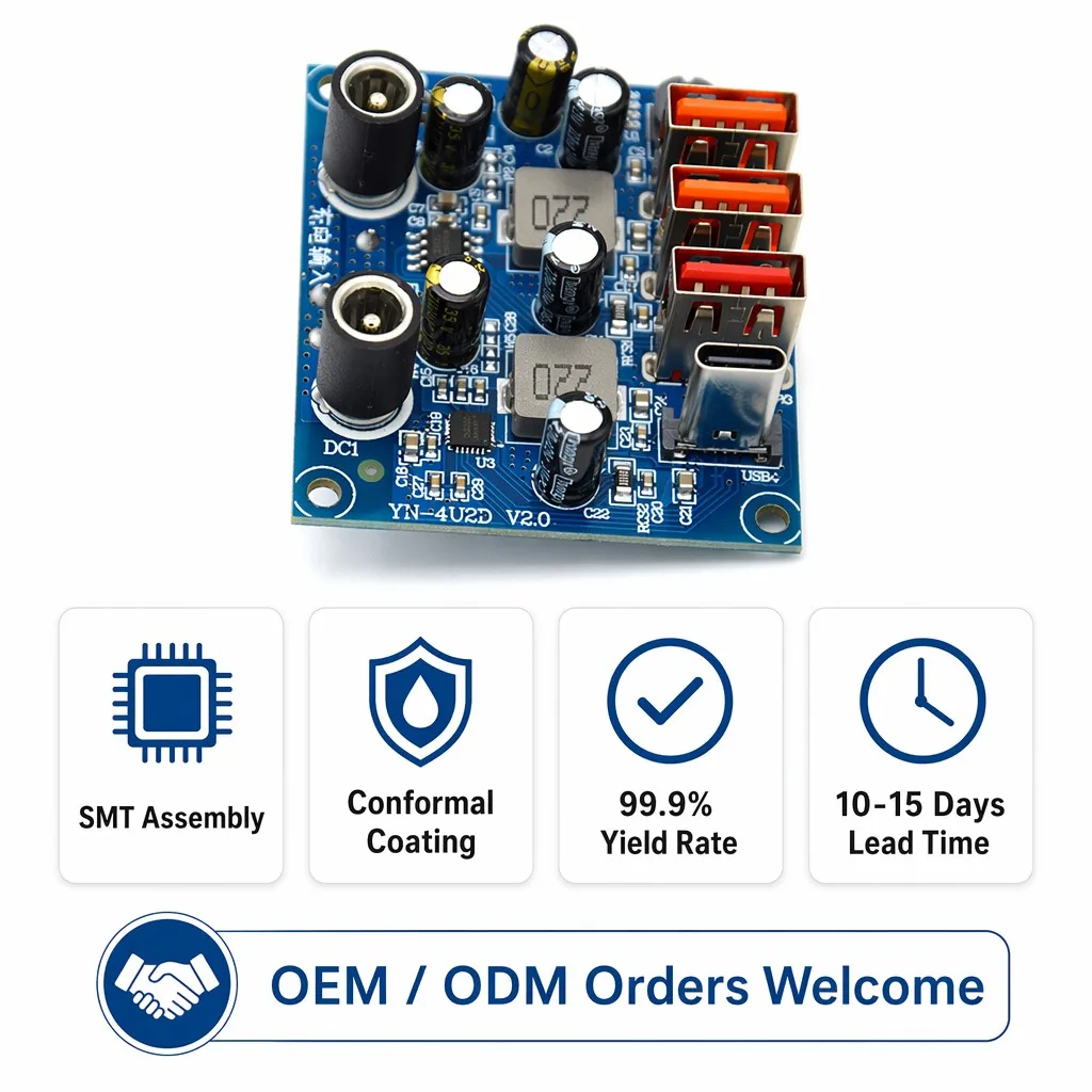 4-Port USB Type-C Fast Charging PCBA Board QC PD 20W Power Bank Charger Module Circuit PCB FR-4 for Outdoor Energy Storage DIY