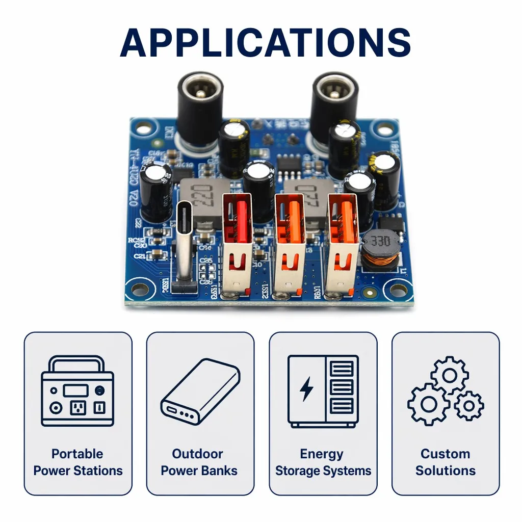 4-Port USB Type-C Fast Charging PCBA Board QC PD 20W Power Bank Charger Module Circuit PCB FR-4 for Outdoor Energy Storage DIY