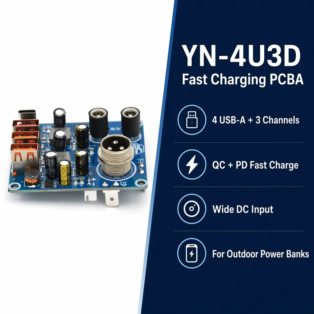 4-Port USB 3-Channel Fast Charging PCBA Board QC PD Power Bank Module Circuit PCB FR-4 for Outdoor Energy Storage Inverter DIY