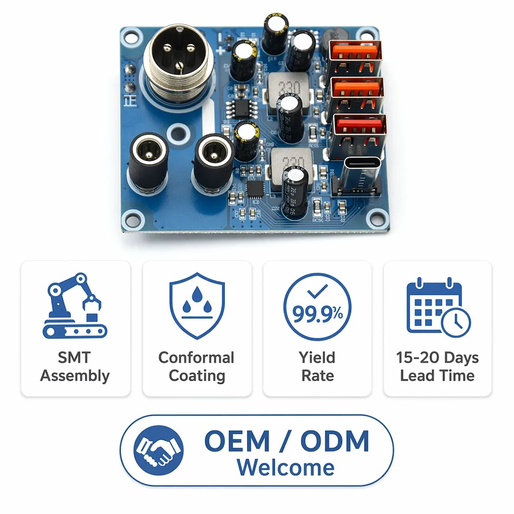 4-Port USB 3-Channel Fast Charging PCBA Board QC PD Power Bank Module Circuit PCB FR-4 for Outdoor Energy Storage Inverter DIY