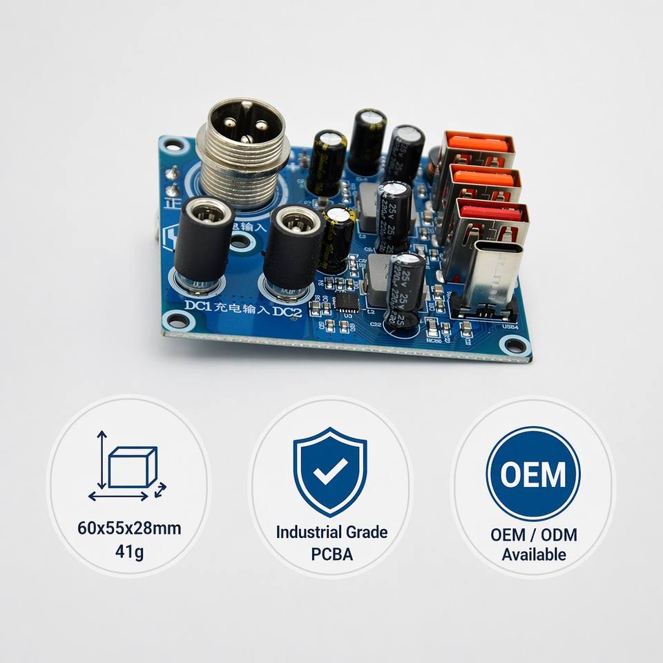 4-Port USB 3-Channel Fast Charging PCBA Board QC PD Power Bank Module Circuit PCB FR-4 for Outdoor Energy Storage Inverter DIY