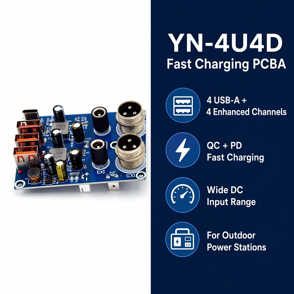 4-Port USB 4-Channel Fast Charging PCBA Board QC PD Power Bank Module Circuit PCB FR-4 for Outdoor Power Station Inverter DIY