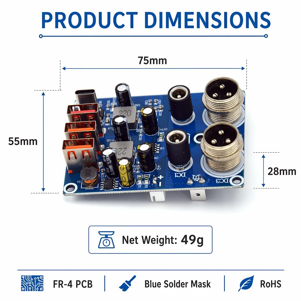 4-Port USB 4-Channel Fast Charging PCBA Board QC PD Power Bank Module Circuit PCB FR-4 for Outdoor Power Station Inverter DIY
