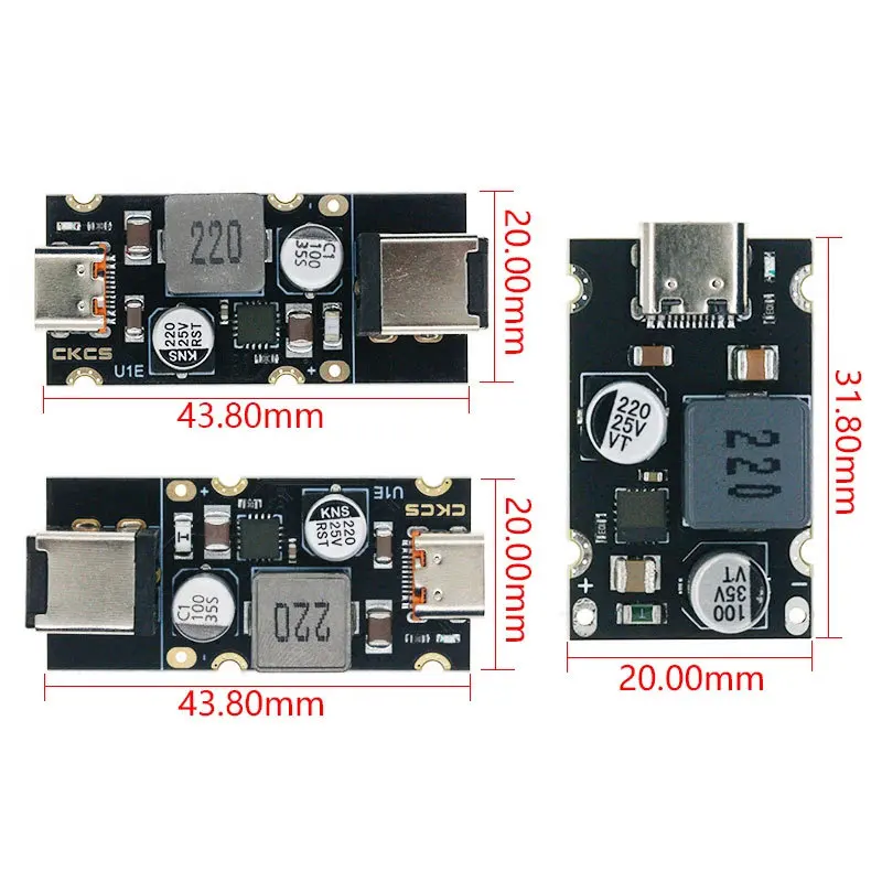 DC 12V-30V Input PD 65W Fast Charge Module Type-C PD 3.1 PPS QC 3.0 SCP Step-down PCBA for Laptop Phone Tablet Car Charging