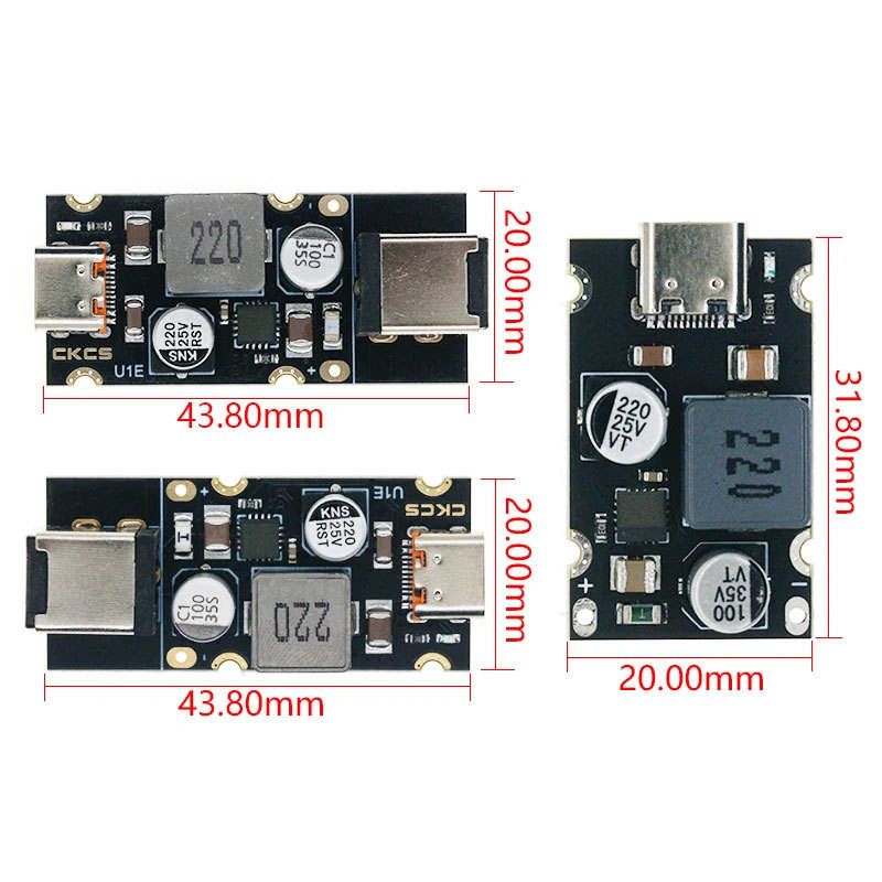 DC 12V-30V Input PD 65W Fast Charge Module Type-C PD 3.1 PPS QC 3.0 SCP Step-down PCBA for Laptop Phone Tablet Car Charging